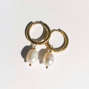 Elegant Ατσάλινα κρικάκια σκουλαρίκια με μαργαριτάρια - ατσάλι, πέρλες, μαργαριτάρι, κρίκοι, μικρά