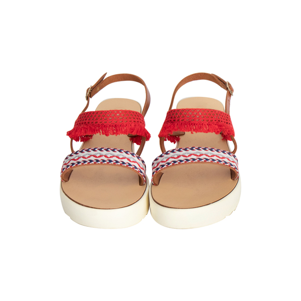 Σανδάλια "Red Navy Sandals" - δέρμα, σανδάλια, χειροποίητα, unique, boho