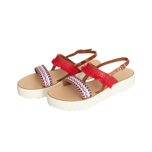 Σανδάλια "Red Navy Sandals" - δέρμα, σανδάλια, χειροποίητα, unique, boho - 2