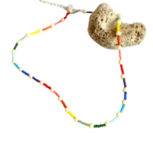 Καλοκαιρινό Κολιέ Ουράνιο Τόξο - τσόκερ, χάντρες, miyuki delica, απαραίτητα καλοκαιρινά αξεσουάρ, κοντά, seed beads, candy - 4
