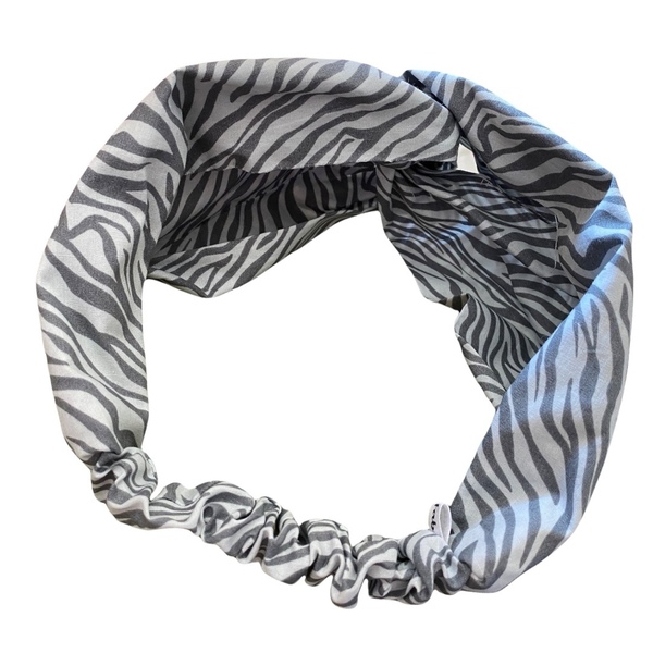 Γκρι animal print Κορδέλα μαλλιών …Twisted headband. - ύφασμα, animal print, κορδέλες μαλλιών - 2