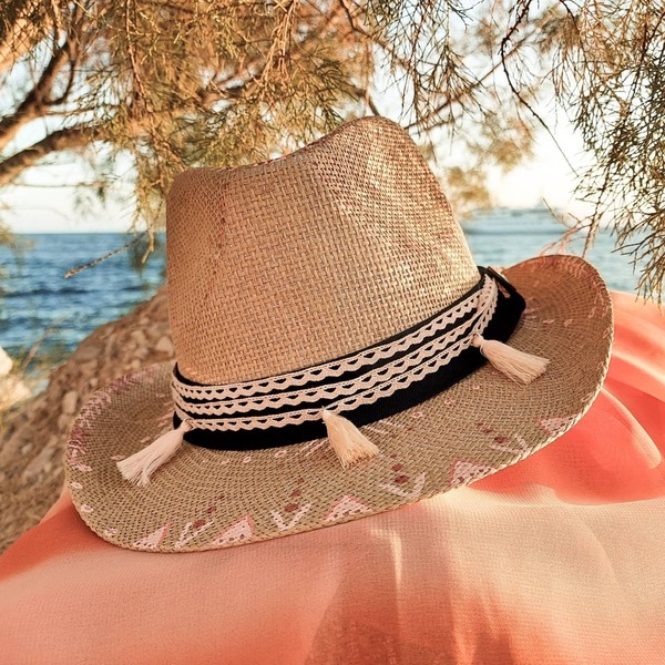 Custom / Handpainted καπέλο Boho Romantic - απαραίτητα καλοκαιρινά αξεσουάρ, boho, νυφικά, δώρα για γυναίκες, ψάθινα