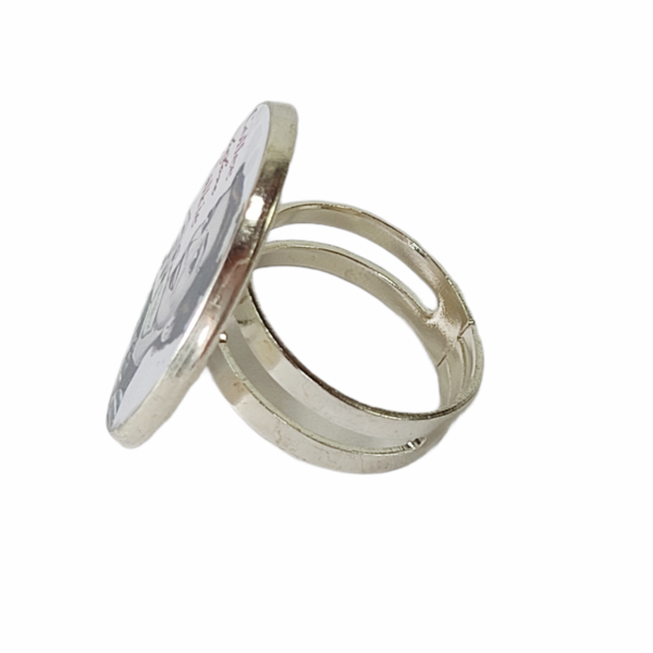 Δαχτυλίδι με ρετρό εικόνα - γυαλί, ορείχαλκος, πρωτότυπο, χειροποίητα, αυξομειούμενα - 3