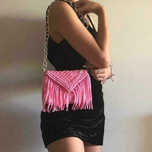 Pink handmade bag - φάκελοι, ώμου, πλεκτές τσάντες, βραδινές, μικρές