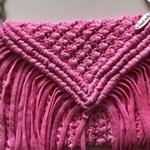 Pink handmade bag - φάκελοι, ώμου, πλεκτές τσάντες, βραδινές, μικρές - 2