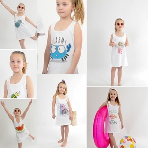 Παιδικό βαμβακερό αμάνικο φόρεμα - βαμβάκι, καρπούζι, παιδικά ρούχα - 5