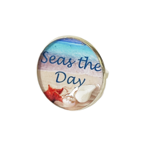 Δαχτυλίδι με κοχύλι και μαργαριτάρι "Seas the day" - γυαλί, μαργαριτάρι, χειροποίητα, απαραίτητα καλοκαιρινά αξεσουάρ, αυξομειούμενα - 5