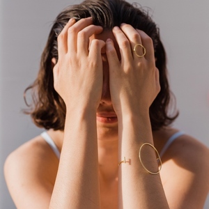 Ασημένιο Αυξομειούμενο Βραχιόλι (Ω) Omega Cuff ( ασήμι 925, επιχρυσωμένο) - ασήμι, επιχρυσωμένα, ασήμι 925, χειροπέδες, αυξομειούμενα - 2