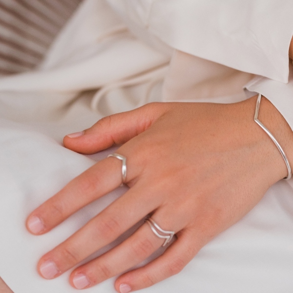 Ασημένιο βραχιόλι V Cuff Bracelet - χειροπέδες, αυξομειούμενα, ασήμι, ασήμι 925 - 3