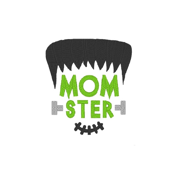 Βαμβακερό μπλουζάκι με κεντητό σχέδιο Halloween MomSter - βαμβάκι, κεντητά, δώρο, μαμά, halloween - 3