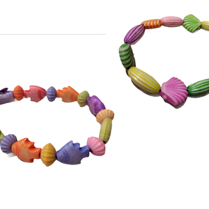 Παιδικά καλοκαιρινά βραχιόλια - Σετ των 2 - κοσμήματα, κορίτσι, κοχύλι, ψαράκι, χρωματιστό, παιδικά βραχιόλια