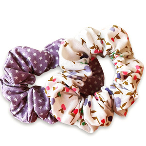 Σετ λαστιχάκια μαλλιών/scrunchies floral/star - ύφασμα, κορίτσι, μαλλιά, για παιδιά, λαστιχάκια μαλλιών