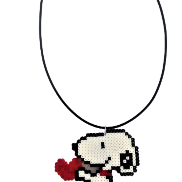 Snoopy dog pixel art necklace - χάντρες, κοντά, φθηνά
