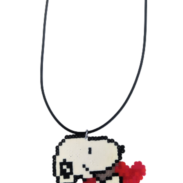 Snoopy dog pixel art necklace - χάντρες, κοντά, φθηνά - 2