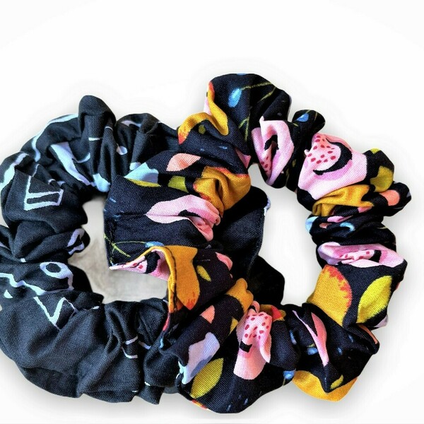 Σετ λαστιχάκια μαλλιών/scrunchies peach/νότες - κορίτσι, μαλλιά, για παιδιά, λαστιχάκια μαλλιών