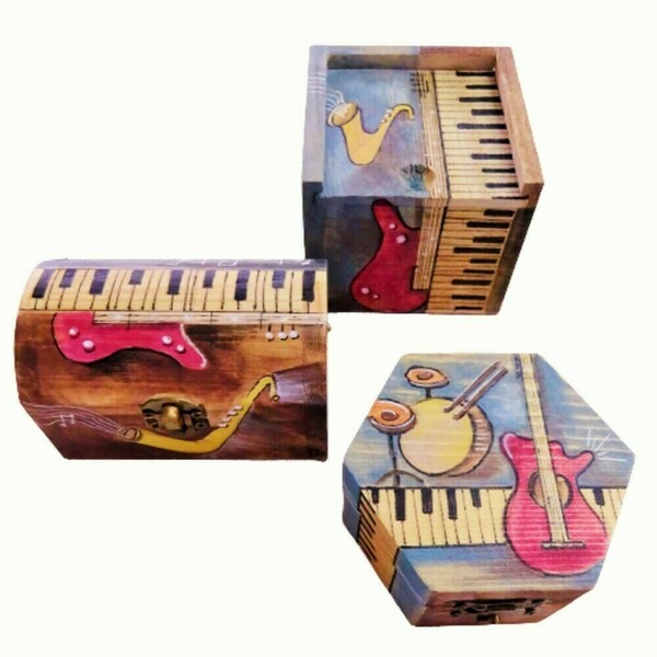 Μουσικό ζωγραφισμένο κουτί με διάφορες μελωδίες - ξύλο, διακοσμητικά, δώρο έκπληξη - 4
