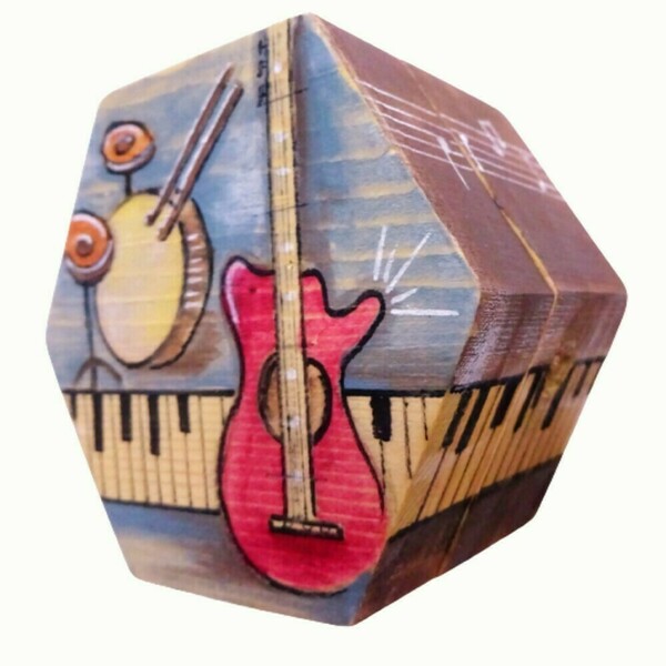 Ξύλινο ζωγραφισμένο κουτάκι με μινιατούρα λατέρνα - ξύλο, διακοσμητικά, μινιατούρες φιγούρες - 2