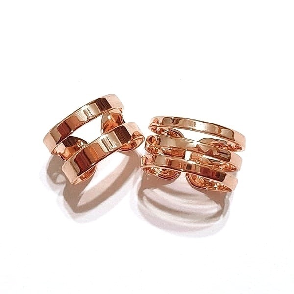 Σετ 2 δαχτυλίδια multi band φαρδιά ασήμι 925 με ροζ χρυσό πλατίνωμα και γυαλισμένο φινίρισμα - ασήμι, επιχρυσωμένα, σετ, μεγάλα, αυξομειούμενα - 3