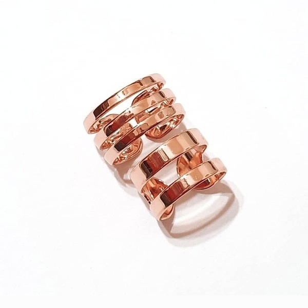 Σετ 2 δαχτυλίδια multi band φαρδιά ασήμι 925 με ροζ χρυσό πλατίνωμα και γυαλισμένο φινίρισμα - ασήμι, επιχρυσωμένα, σετ, μεγάλα, αυξομειούμενα - 4