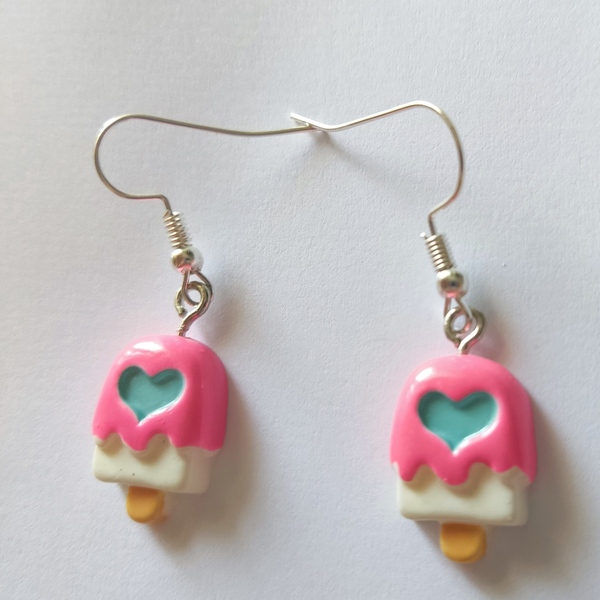 Σκουλαρίκια παγωτό καρδούλα - καρδιά, κορίτσι, κοσμήματα, παγωτό, παιδικά σκουλαρίκια - 4