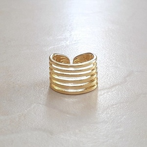 Δαχτυλίδι πολύσειρο wide band ανοιγόμενο ασήμι 925 με χρυσό επιχρύσωμα - επιχρυσωμένα, ασήμι 925, μεγάλα, αυξομειούμενα, φθηνά - 3