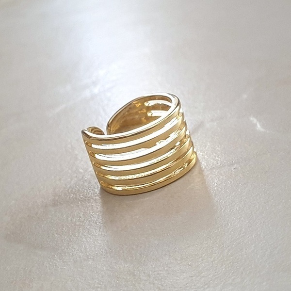 Δαχτυλίδι πολύσειρο wide band ανοιγόμενο ασήμι 925 με χρυσό επιχρύσωμα - επιχρυσωμένα, ασήμι 925, μεγάλα, αυξομειούμενα, φθηνά - 4