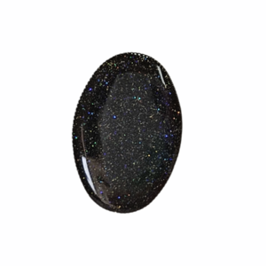 Δαχτυλίδι επίχρυσο οβάλ με μαύρο γκλίτερ - γυαλί, μεγάλα, αυξομειούμενα, φθηνά