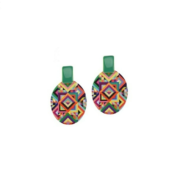 Boho colorful earrings - plexi glass, boho, κρεμαστά, faux bijoux