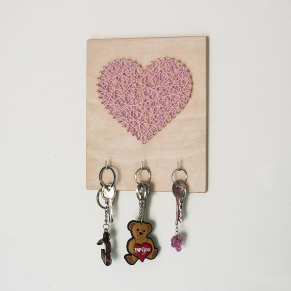 Ξύλινη κλειδοθήκη με σχέδιο καρδιά 21x17cm - καρδιά, δώρο, δώρα αγίου βαλεντίνου, κλειδοθήκες - 3