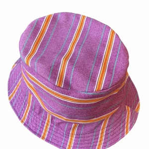 Καπέλο υφασμάτινο μωβ/πορτοκαλί ρίγες - ύφασμα, γυναικεία, αξεσουάρ παραλίας