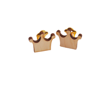 Ξύλινα σκουραλίκα κορώνες - μικρά, κοσμήματα, για παιδιά, παιδικά σκουλαρίκια