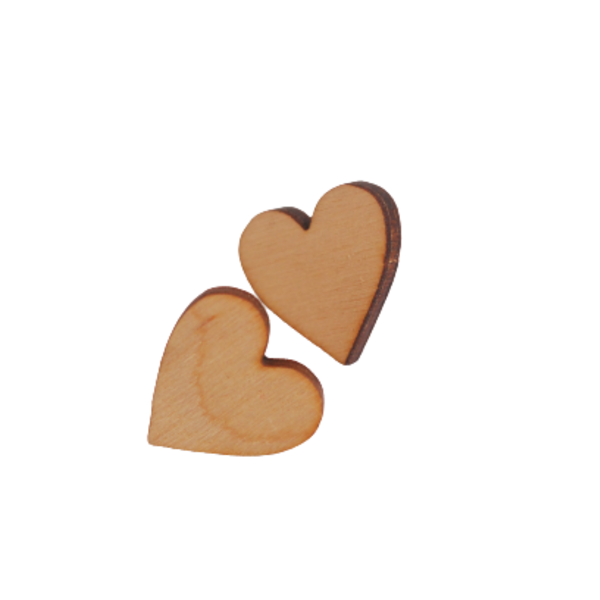 Ξύλινα σκουλαρίκια καρδιές - ξύλο, καρδιά, καρφωτά, μικρά, καρφάκι