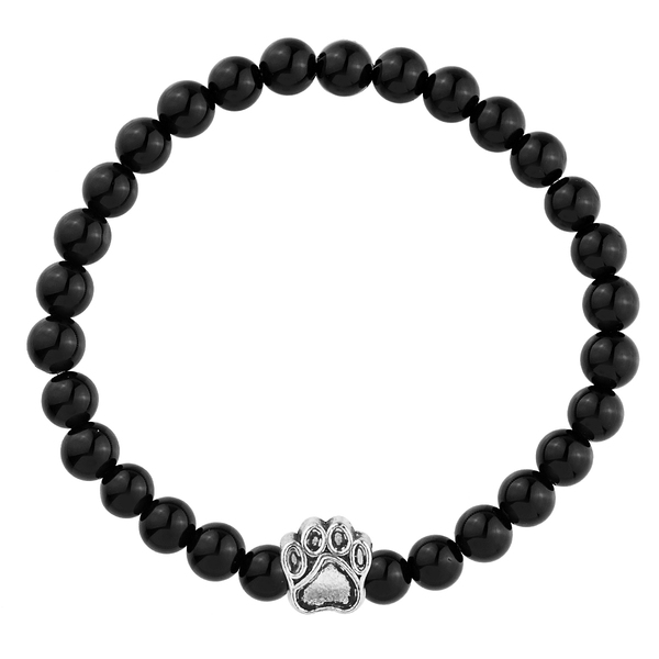 Χειροποίητο Βραχιόλι Paws με μαύρο όνυχα - ημιπολύτιμες πέτρες, ορείχαλκος, επάργυρα, χάντρες, χεριού
