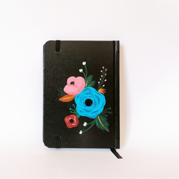 Floral σημειωματάριο χειροποίητο - ζωγραφισμένα στο χέρι, λουλουδάτο, τετράδια & σημειωματάρια - 2