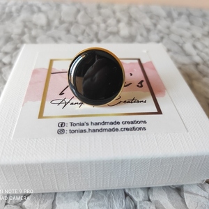 Δαχτυλίδι από ατσάλι επιχρυσωμένο - γυαλί, επιχρυσωμένα, μεγάλα, αυξομειούμενα - 5