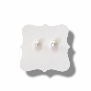 Σκουλαρίκια καρφωτά με μαργαριτάρι 6mm - επάργυρα, καρφωτά, μικρά, φθηνά - 3