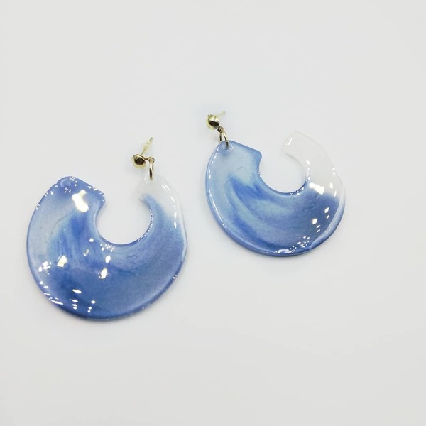 Ocean earrings από υγρό γυαλί - γυαλί, μεγάλα, φθηνά - 2