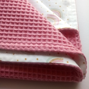 Baby Gift Box Σετ των 2 Μαξιλάρι Φεγγαράκι, Κουβέρτα Πικέ ροζ Ουράνια Τόξα 1 x 0,70εκ The Pink Feather - κορίτσι, φεγγάρι, σετ δώρου, μαξιλάρια, κουβέρτες - 3