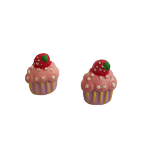 Σκουλαρίκια Cupcakes - καρφωτά, ατσάλι, μεγάλα, φθηνά