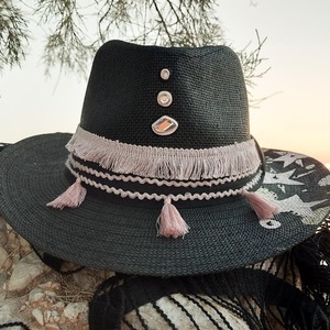Custom / Handpainted καπέλο Stars - ψάθινα, απαραίτητα καλοκαιρινά αξεσουάρ, δώρα για γυναίκες, boho, αξεσουάρ παραλίας