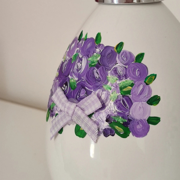 Κεραμικό Σετ Μπάνιου με Μωβ Λουλούδια - vintage, ζωγραφισμένα στο χέρι, λουλούδια - 4
