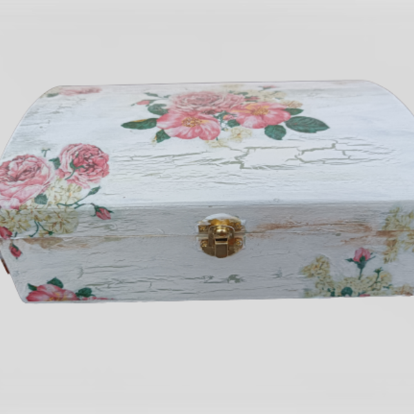 Ξύλινο κουτί με λουλούδια - ξύλο, δώρο, κουτί, οργάνωση & αποθήκευση, δώρα για γυναίκες