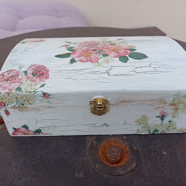 Ξύλινο κουτί με λουλούδια - ξύλο, δώρο, κουτί, οργάνωση & αποθήκευση, δώρα για γυναίκες - 2