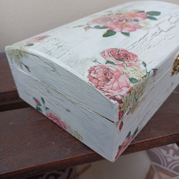 Ξύλινο κουτί με λουλούδια - ξύλο, δώρο, κουτί, οργάνωση & αποθήκευση, δώρα για γυναίκες - 4