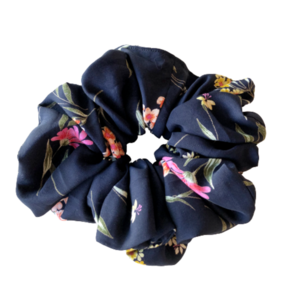 Λαστιχάκι μαλλιών scrunchies, υφασμάτινο, μπλέ μεταξωτό - μετάξι, λαστιχάκια μαλλιών