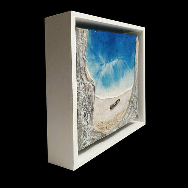Επιτραπέζιο διακοσμητικό από ξύλο & καμβά, 24X24 CM "NAVAGIO" - πίνακες & κάδρα, θάλασσα, διακοσμητικά, επιτραπέζιο διακοσμητικό, πίνακες ζωγραφικής - 2