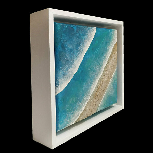 Επιτραπέζιο διακοσμητικό από ξύλο & καμβά, 24X24 CM "KOLONA BEACH" - πίνακες & κάδρα, θάλασσα, διακοσμητικά, επιτραπέζιο διακοσμητικό, πίνακες ζωγραφικής - 2