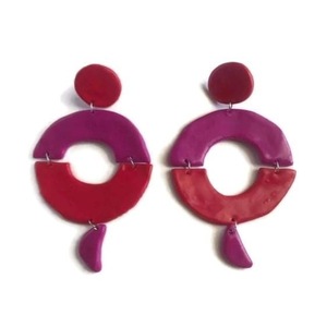 “colour” χειροποίητα σκουλαρίκια φτιαγμένα από πολυμερικο πηλό!! - πηλός