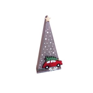 Xριστουγεννιάτικο Διακοσμητικό ξύλινο δεντράκι αυτοκινητάκι γκρι σκούρο 20x10x3 - ξύλο, διακοσμητικά, χριστουγεννιάτικα δώρα, πρωτότυπα δώρα, δέντρο