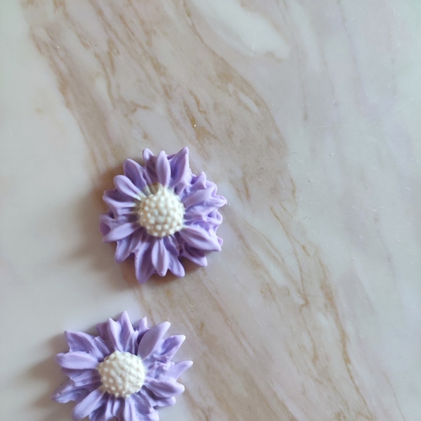 Lilys - πηλός, λουλούδι, καρφωτά, μικρά, faux bijoux, καρφάκι - 2